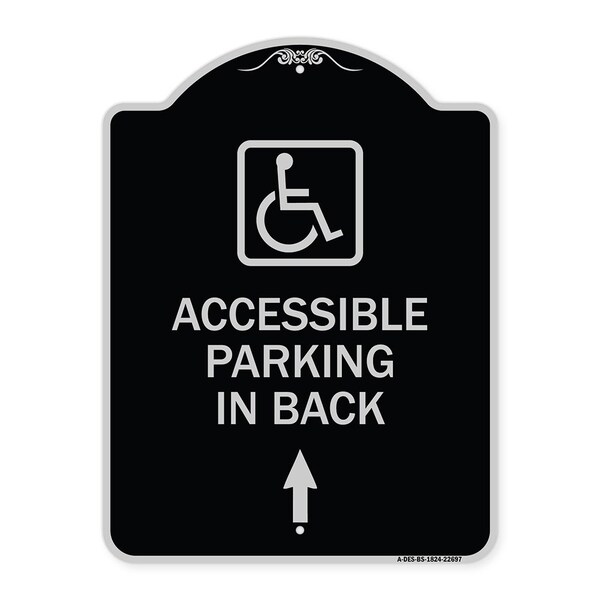 W/ NY Approved Isa Accessible Parking on Up Arrow Heavy-Gauge Alum Sign, 24" x 18", BS-1824-22697